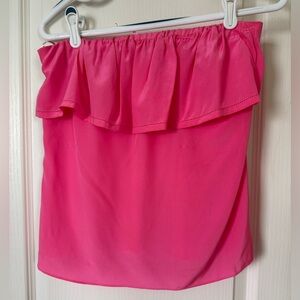 Medium Lilly Pulitzer Pink Silk Strapless Ruffle Top